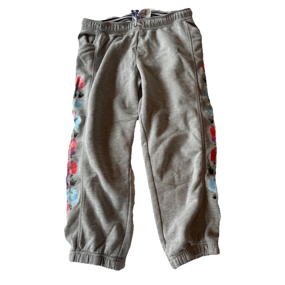 Vintage Y2k Adidas Capri Drawstring Joggers Grey With Bold Floral Stripes Size M